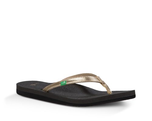 Sanuk Yoga Joy Metallic - Sanuk Flip Flops Womens Black / Gold - Philippines WBLAHR902